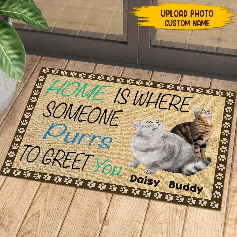 Home Is Where Someone Purrs To Greet You Cat Doormat T286 HN590 - Image 3