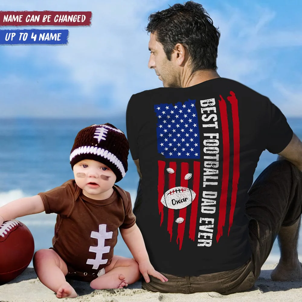 Best Football Dad Ever American Flag Football Shirt K228 HN590 - Image 2