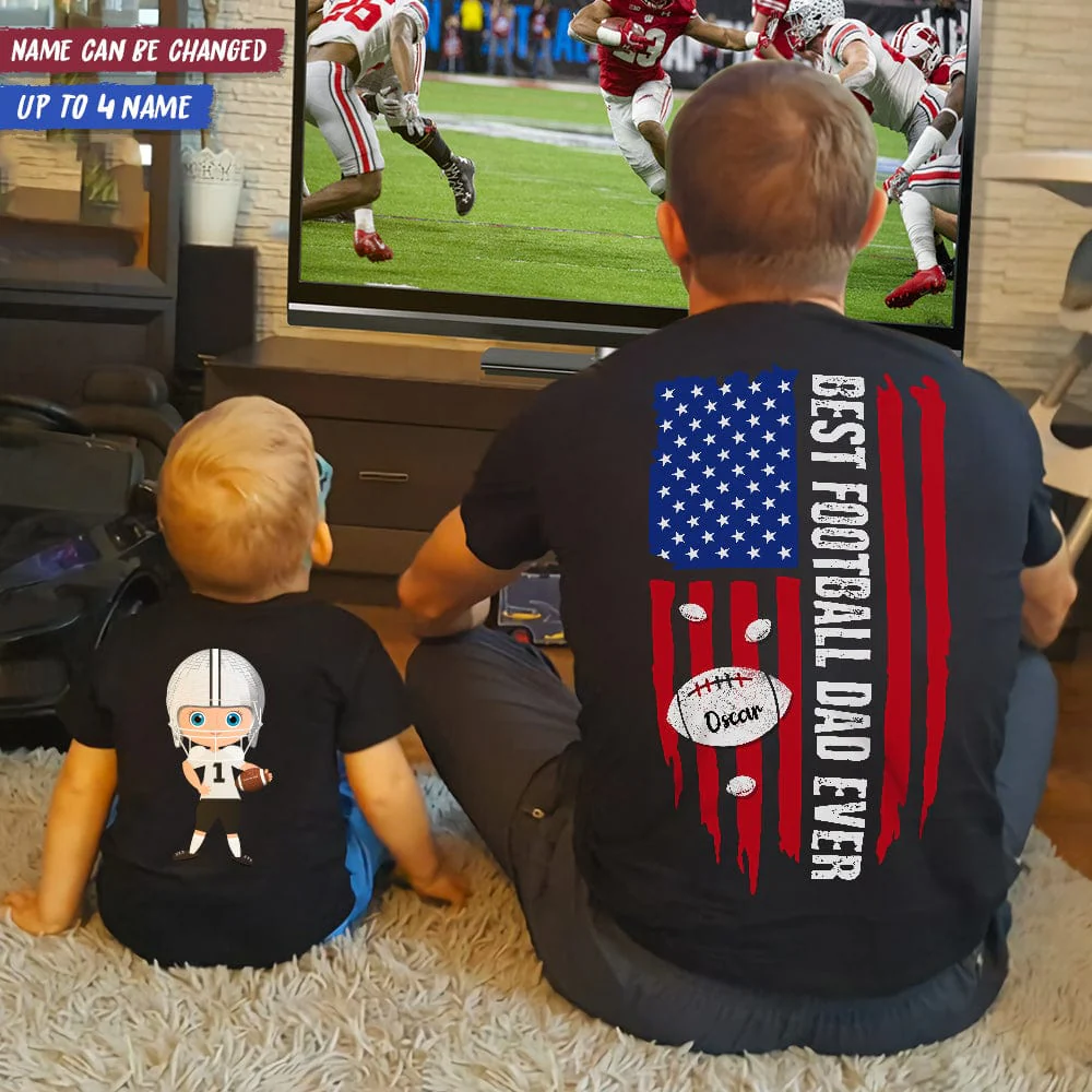 Best Football Dad Ever American Flag Football Shirt K228 HN590 - Image 3