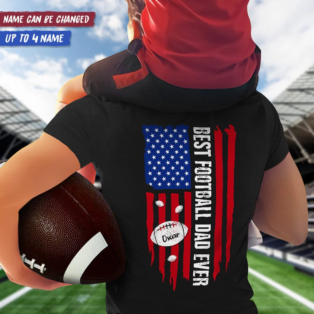 Best Football Dad Ever American Flag Football Shirt K228 HN590 - Image 4