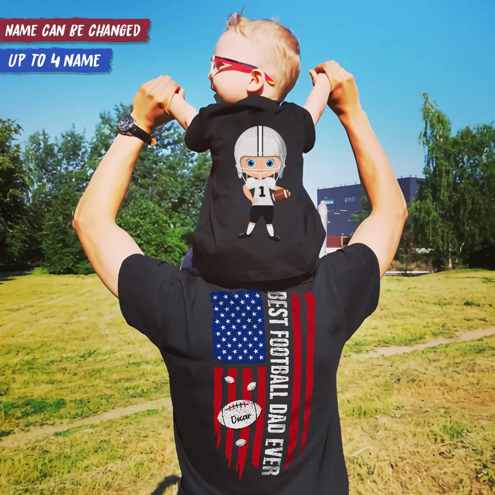 Best Football Dad Ever American Flag Football Shirt K228 HN590 - Image 5