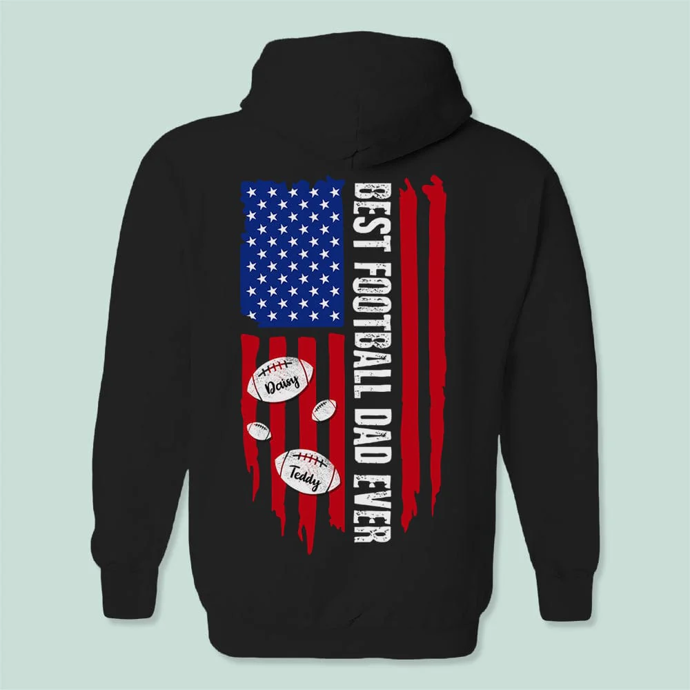 Best Football Dad Ever American Flag Football Shirt K228 HN590 - Image 7