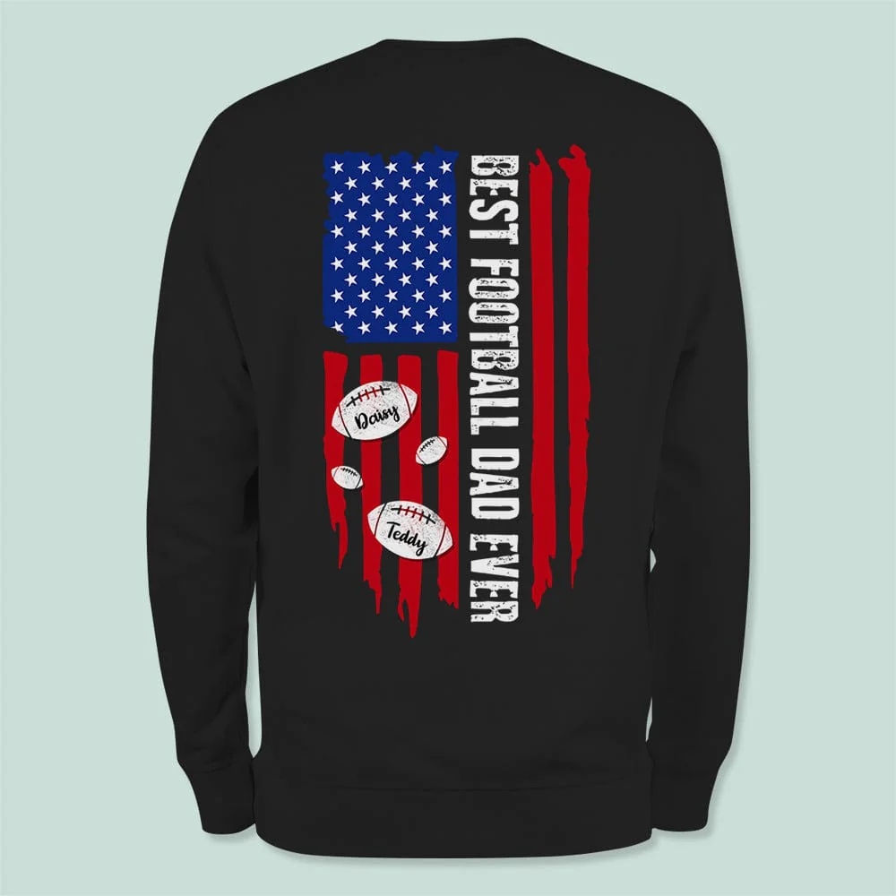 Best Football Dad Ever American Flag Football Shirt K228 HN590 - Image 8