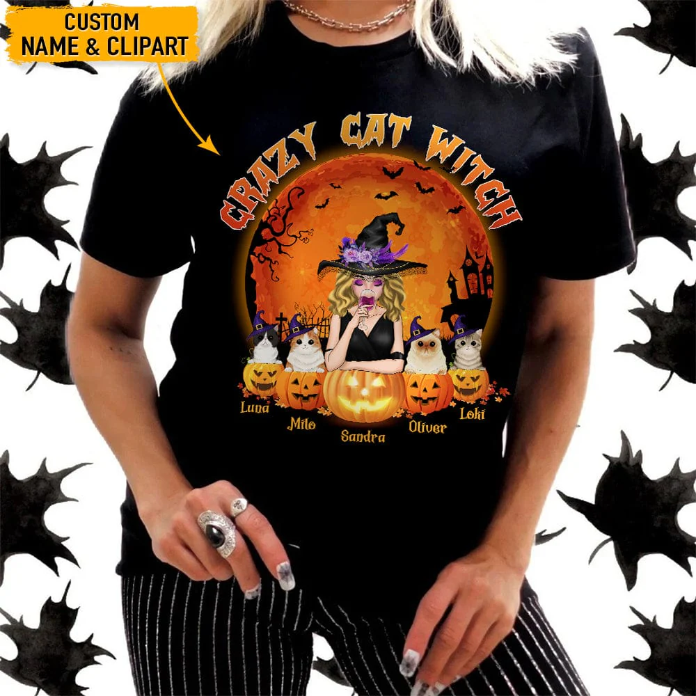 Crazy Cat Witch Cat Shirt N304 HN590 - Image 2