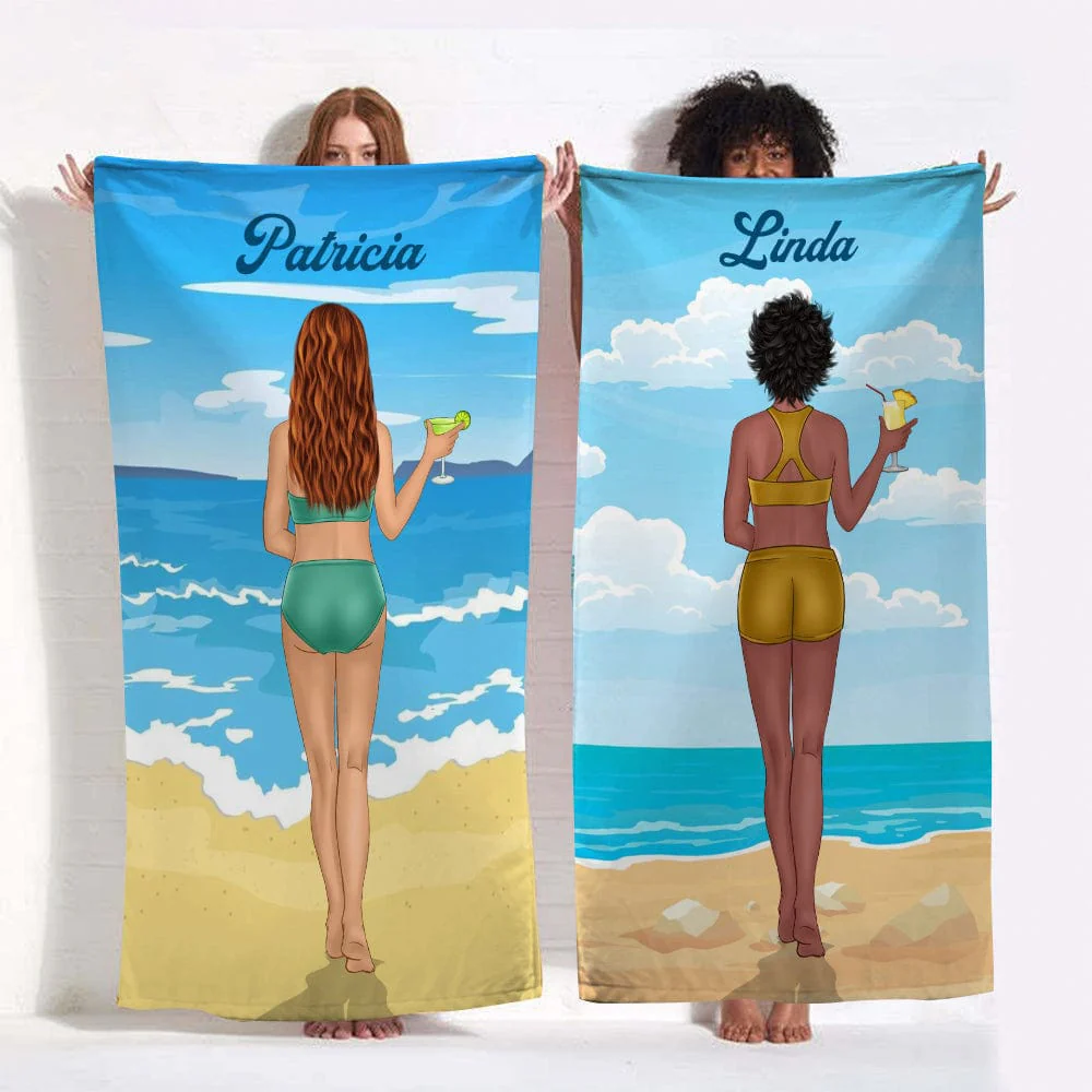 Summer Girl Clipart Hawaiian Beach Towel N304 888502 - Image 2