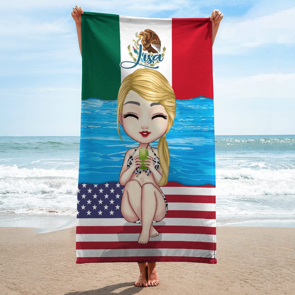 Country Flag Summer Girl Hawaiian Beach Towel N369 888515 - Image 2