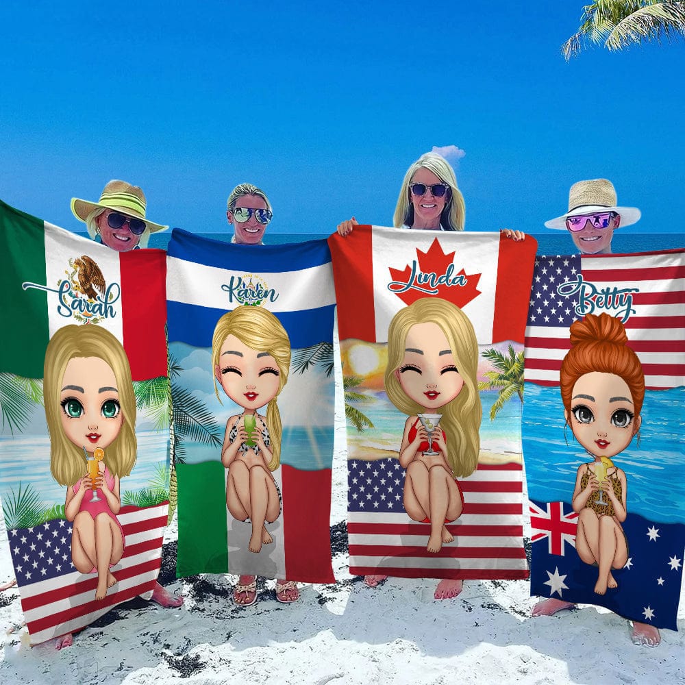 Country Flag Summer Girl Hawaiian Beach Towel N369 888515 - Image 5