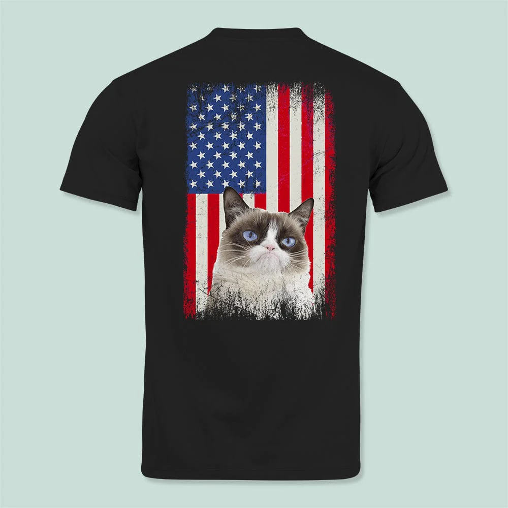 Custom Photo Cat America Flag Cat Shirt N304 HN590