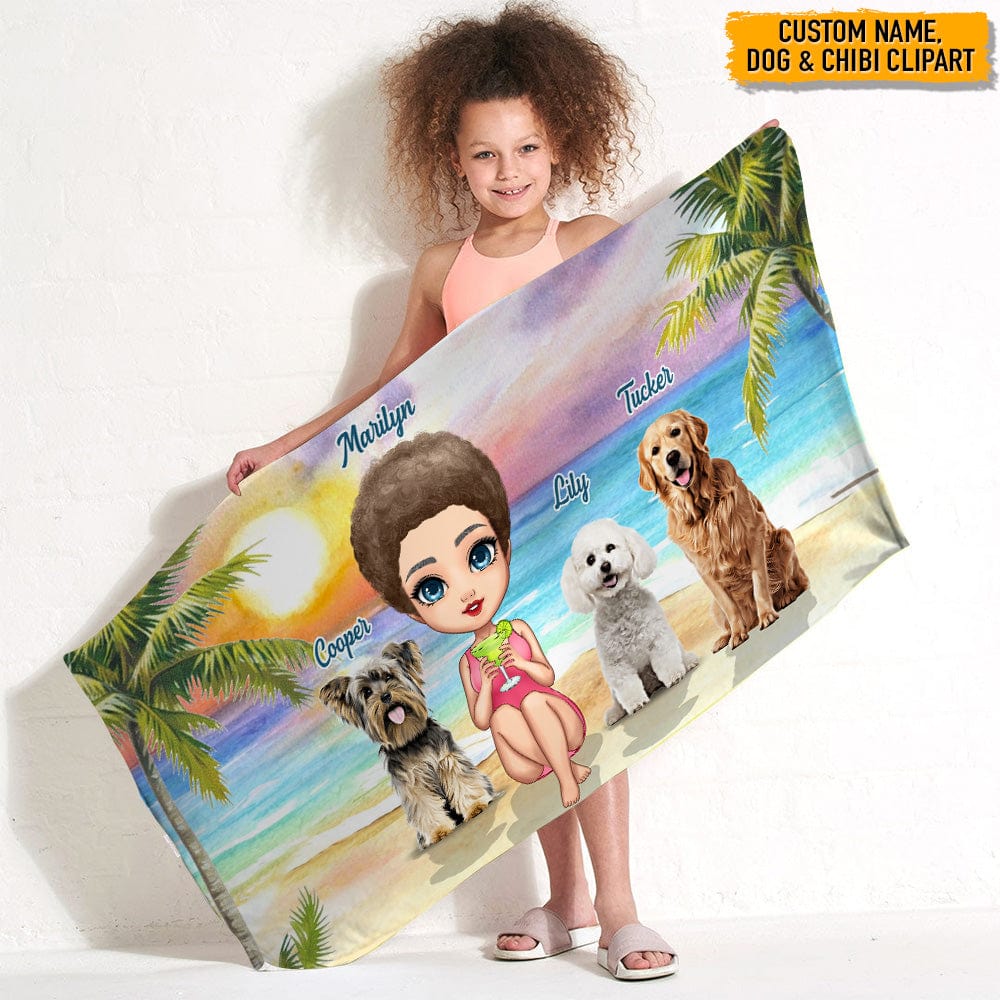 Summer Girl And Dog Hawaiian Beach Towel N369 888519 - Image 3