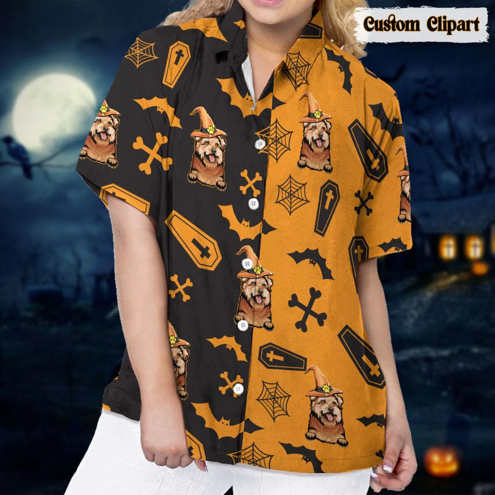 Dog Cat Halloween Woman's Hawaiian Shirt K228 888531 - Image 3