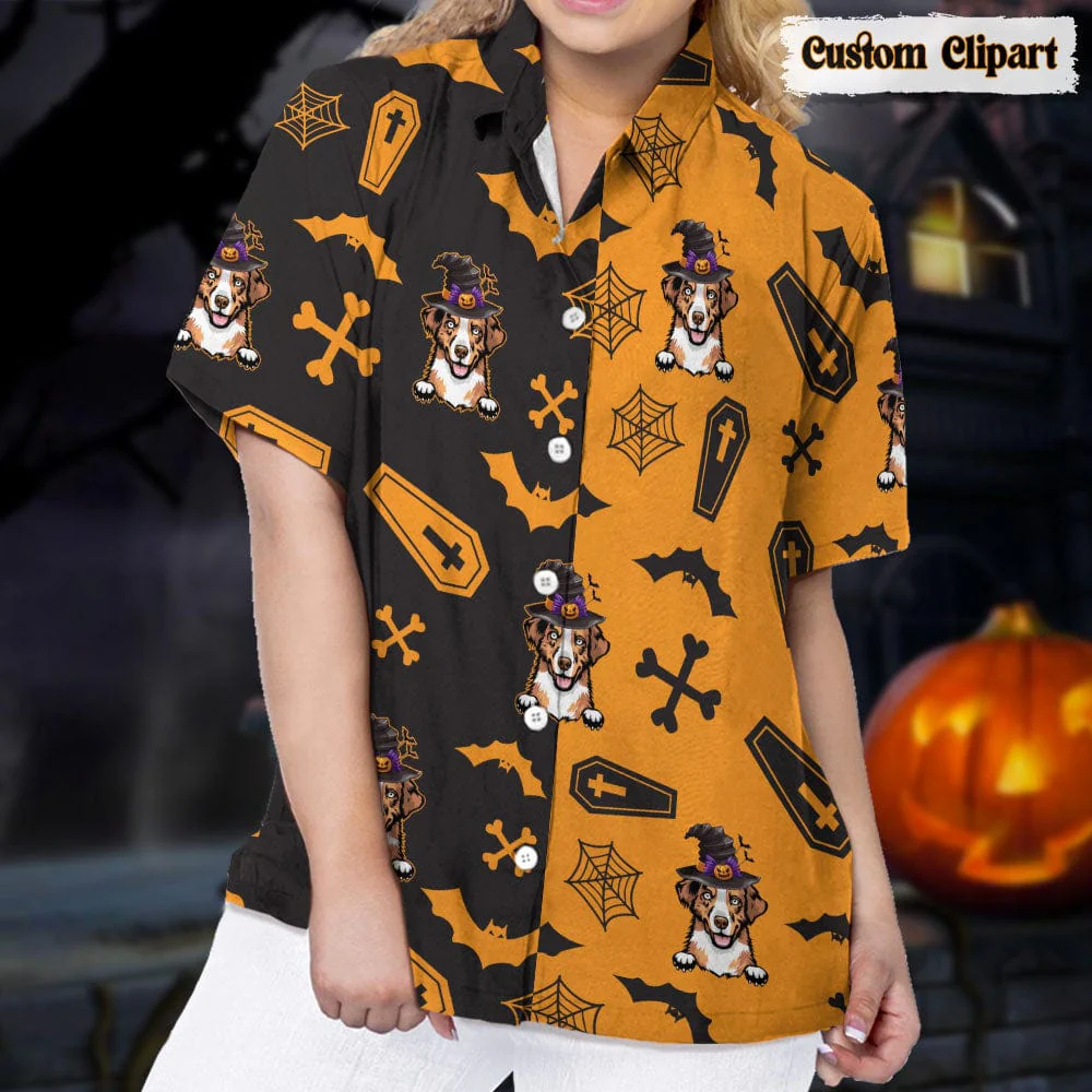 Dog Cat Halloween Woman's Hawaiian Shirt K228 888531 - Image 4