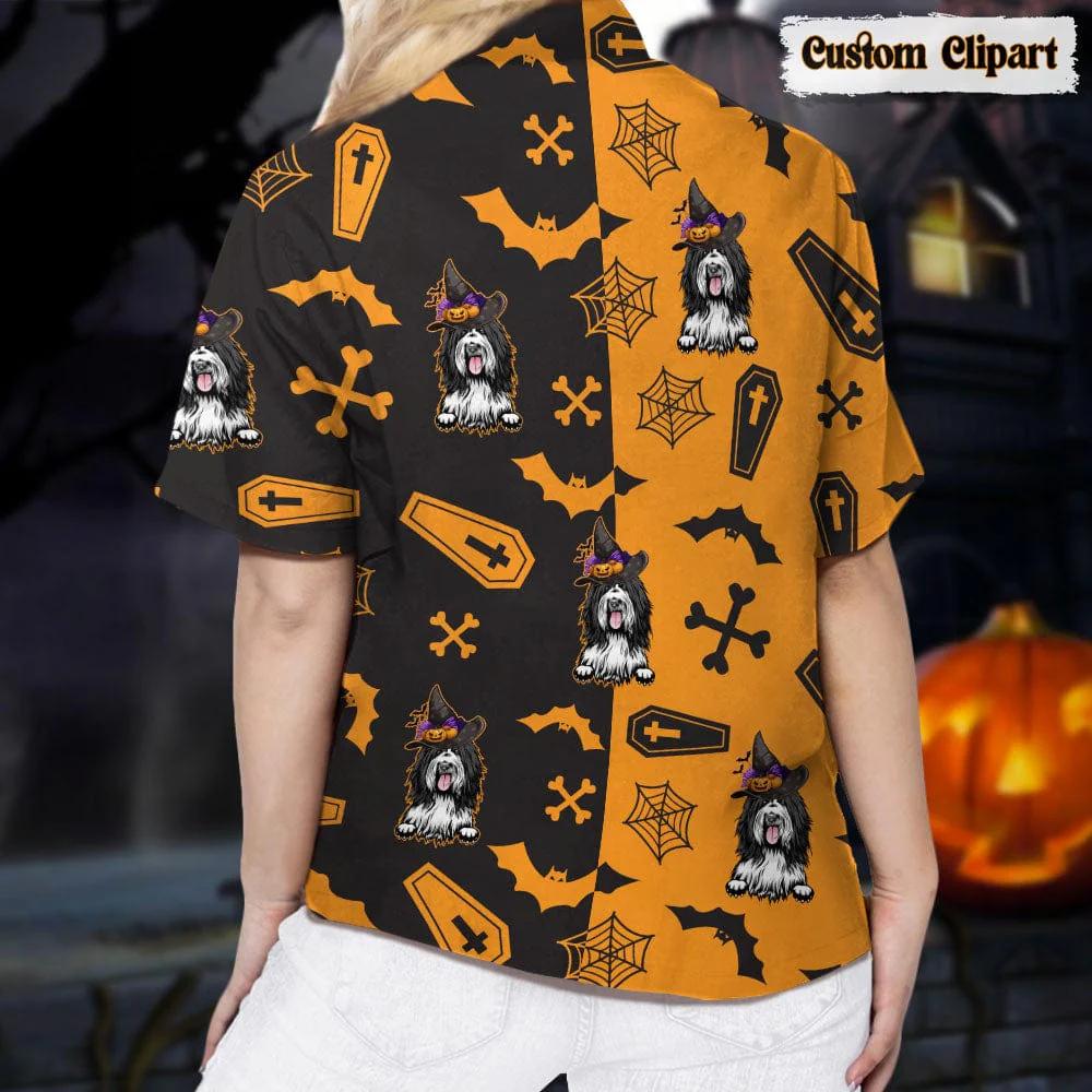 Dog Cat Halloween Woman's Hawaiian Shirt K228 888531 - Image 5