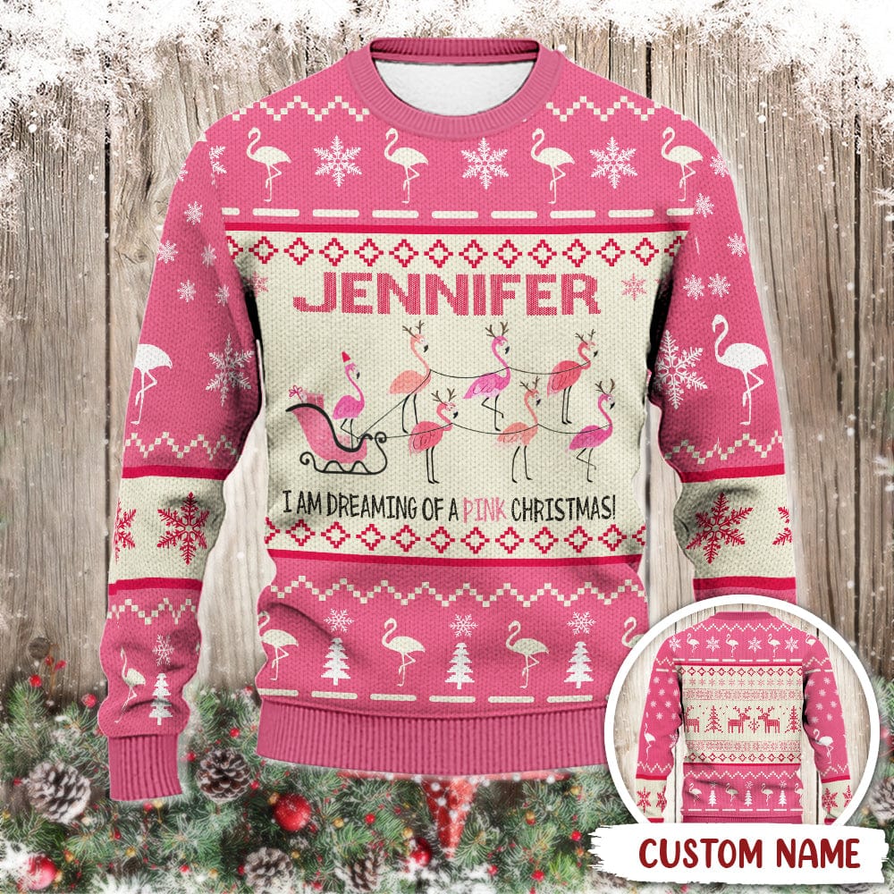 I Am Dreaming Of Pink Christmas Holiday AOP Ugly Sweater T286 HN590 - Image 3