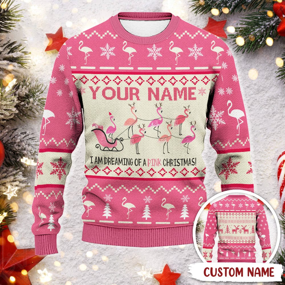 I Am Dreaming Of Pink Christmas Holiday AOP Ugly Sweater T286 HN590 - Image 4