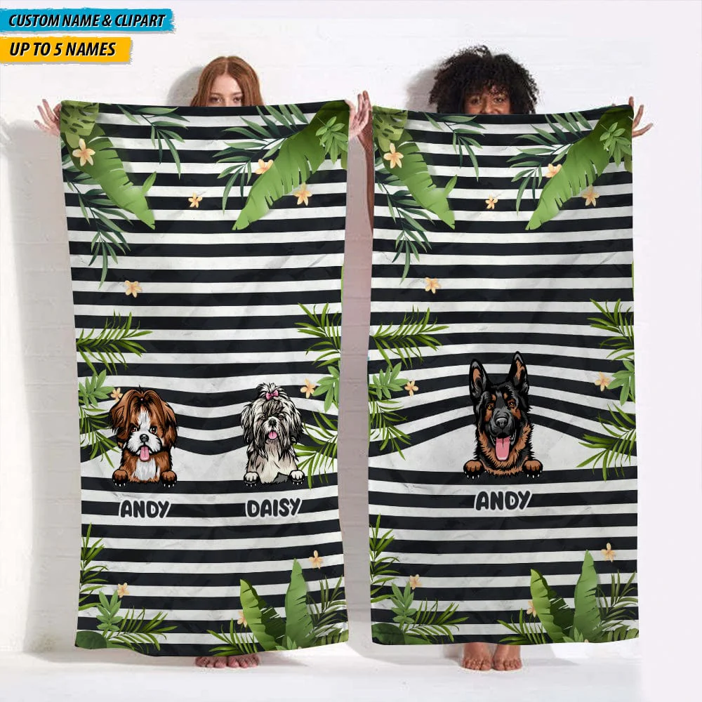 Summer Horizontal Line Dog Clipart Hawaiian Beach Towel N369 888546 - Image 2