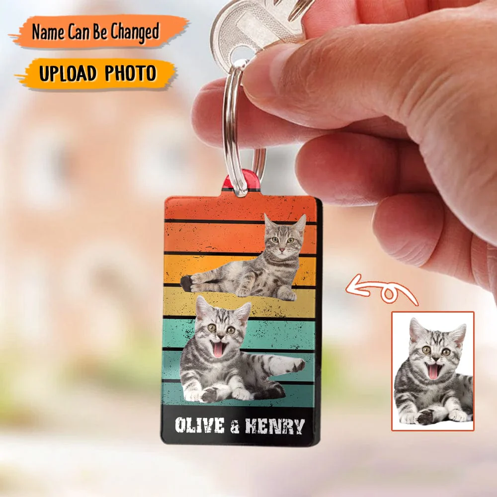 Custom Photo Vintage Retro Dog Cat Acrylic Keychain K228 HN590 - Image 3