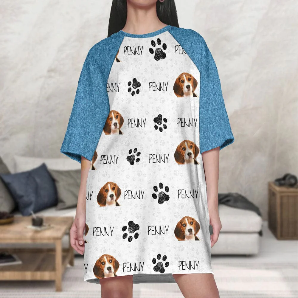 Custom Photo, Clipart For Dog Lover Dog Raglan Nightgown T368 HN590 - Image 2