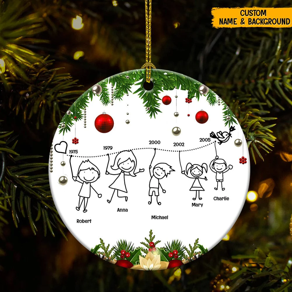 Family Cartoon Clipart Christmas Family Ornament T286 HN590