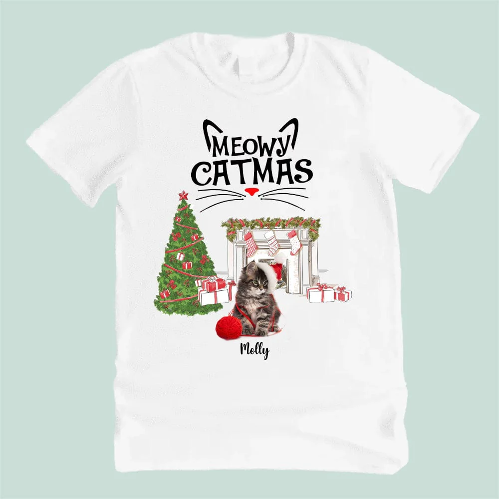Custom Photo Meowy Catmas Cat Shirt T286 HN590 - Image 3