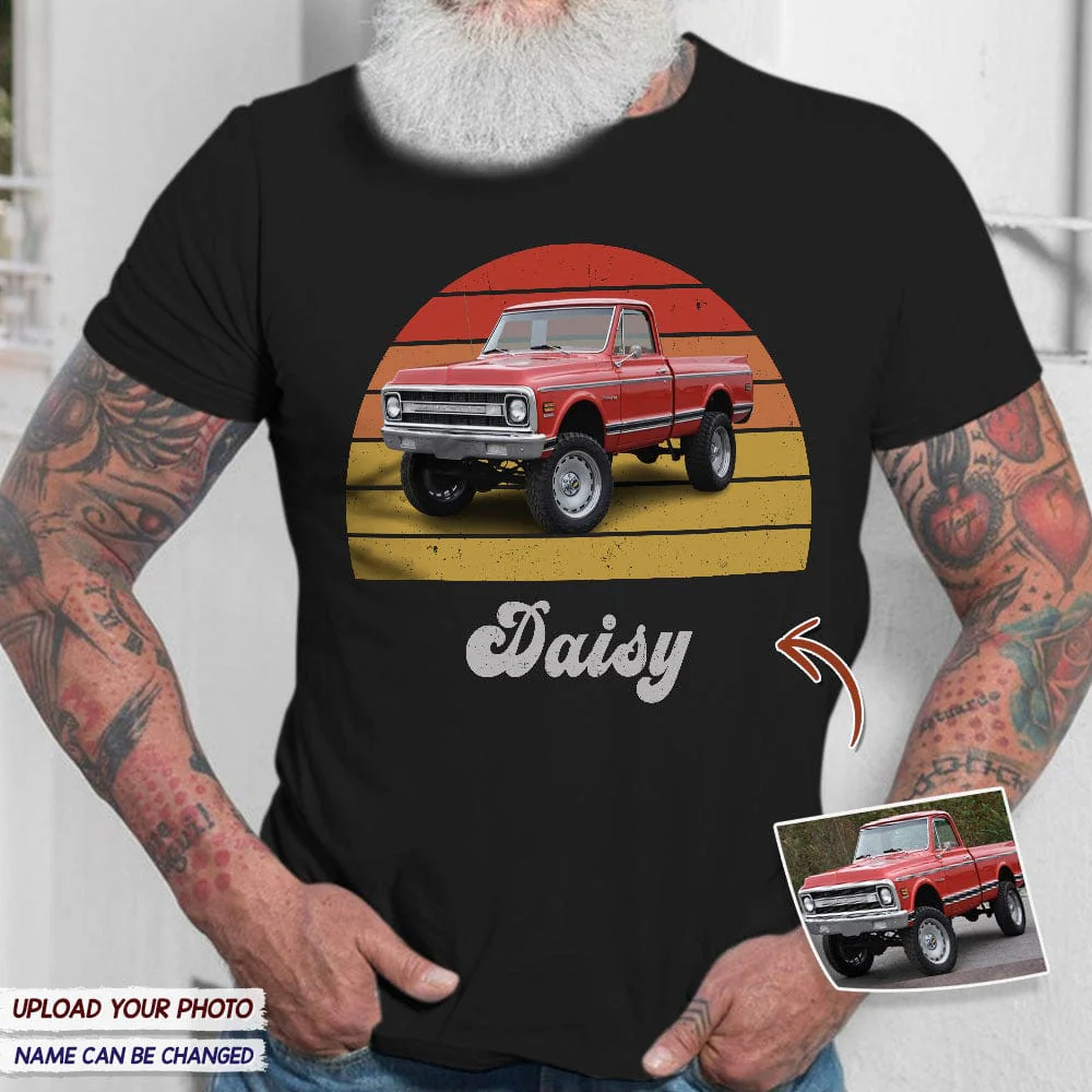 Custom Photo Pickup Truck Vintage Car Shirt T286 HN590 - Image 3