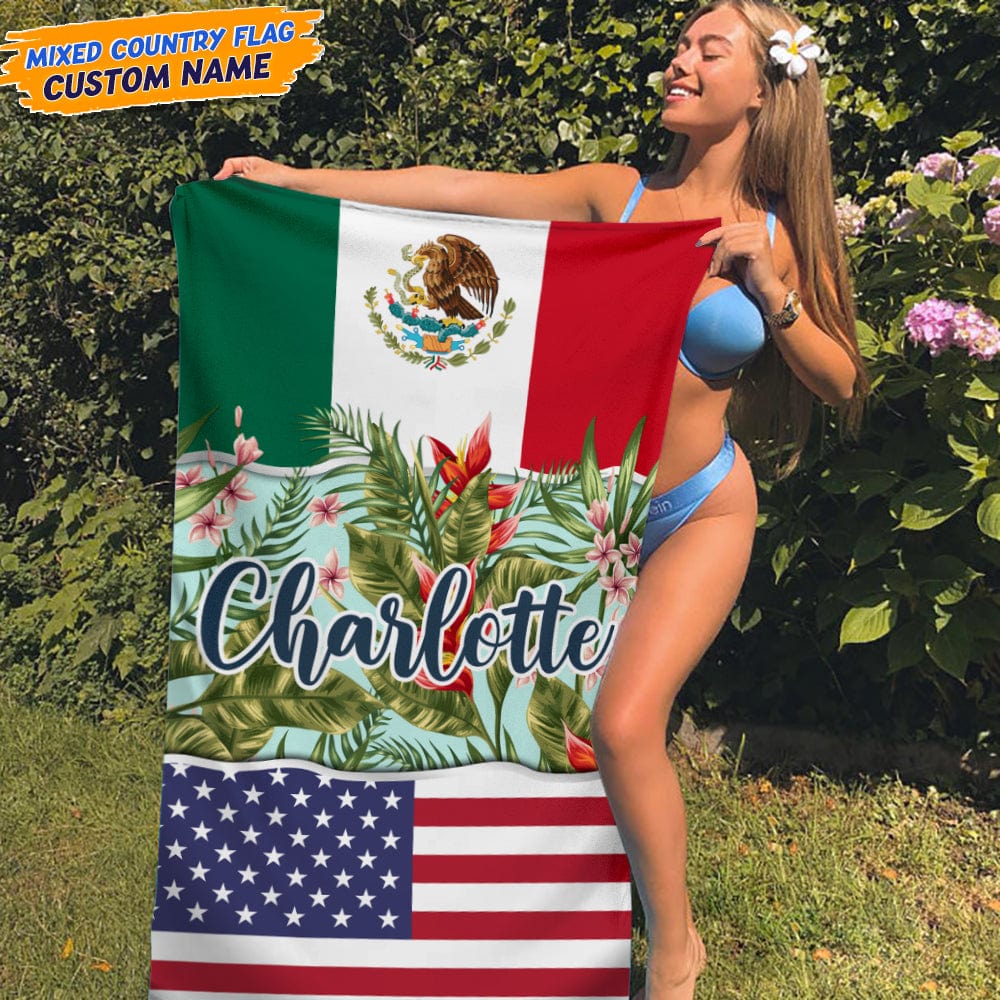 Country Flag With Flower Hawaiian Beach Towel N369 888626