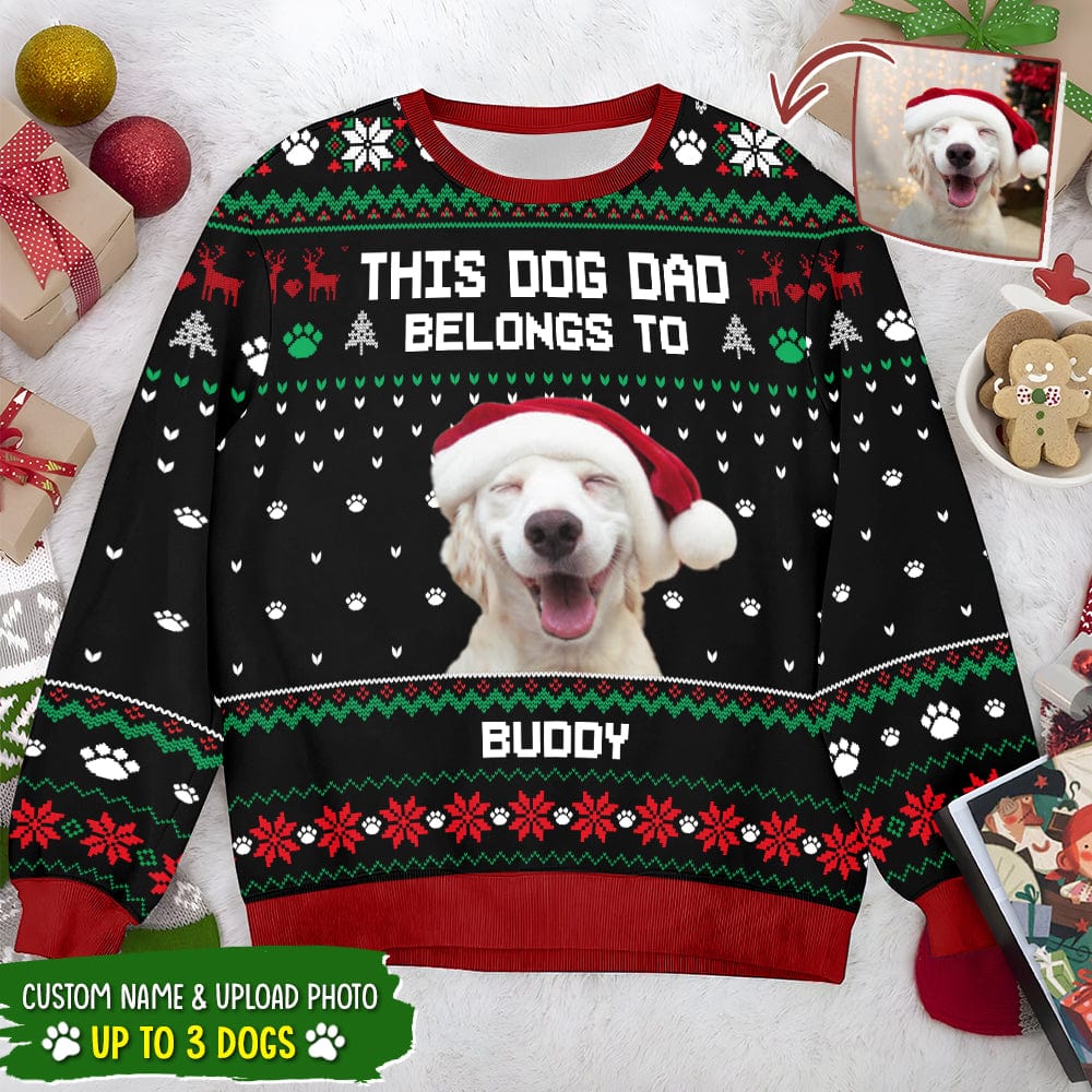 Custom Photo This Dog Mom Belongs To Dog AOP Ugly Sweatshirt K228 HN590 - Image 3