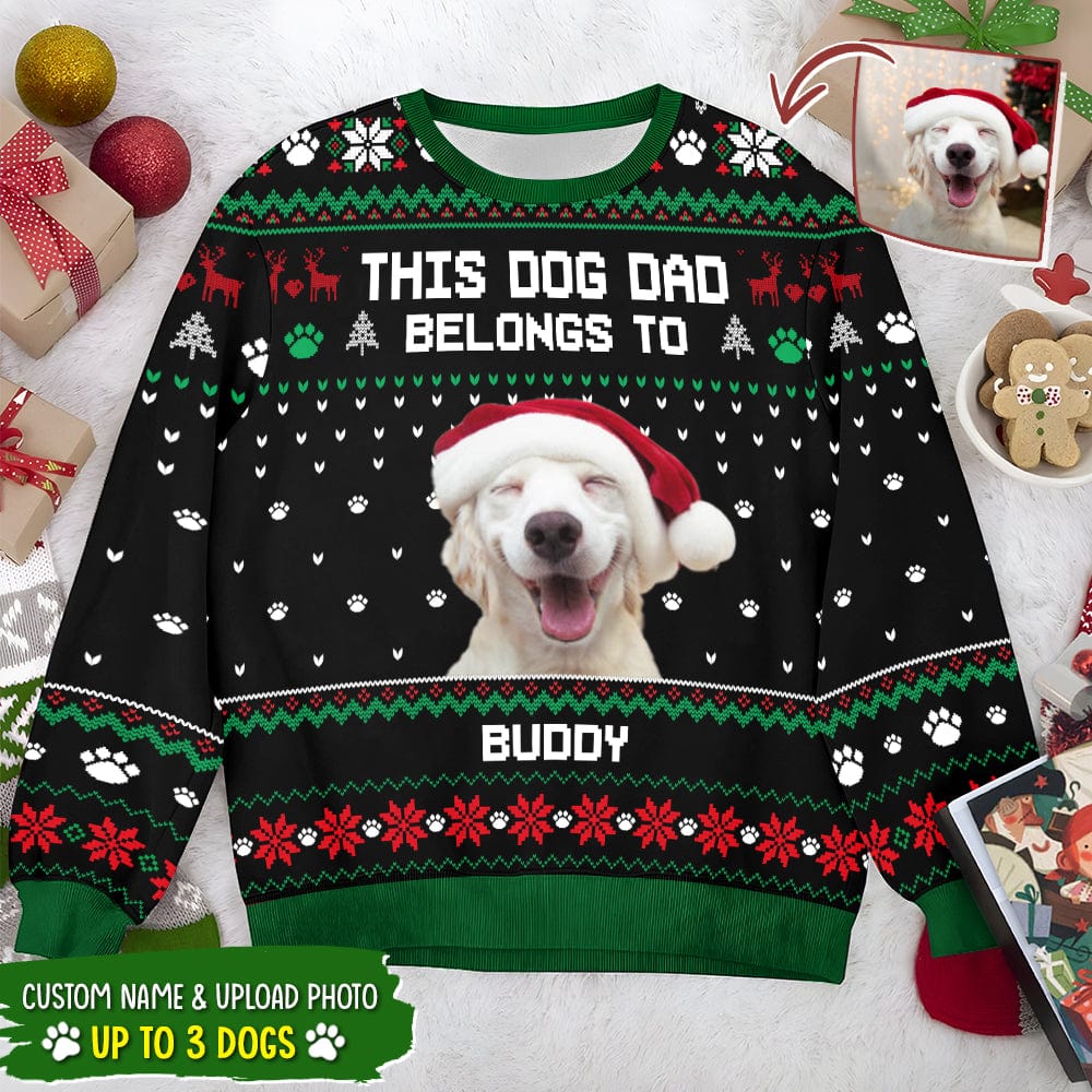 Custom Photo This Dog Mom Belongs To Dog AOP Ugly Sweatshirt K228 HN590 - Image 4