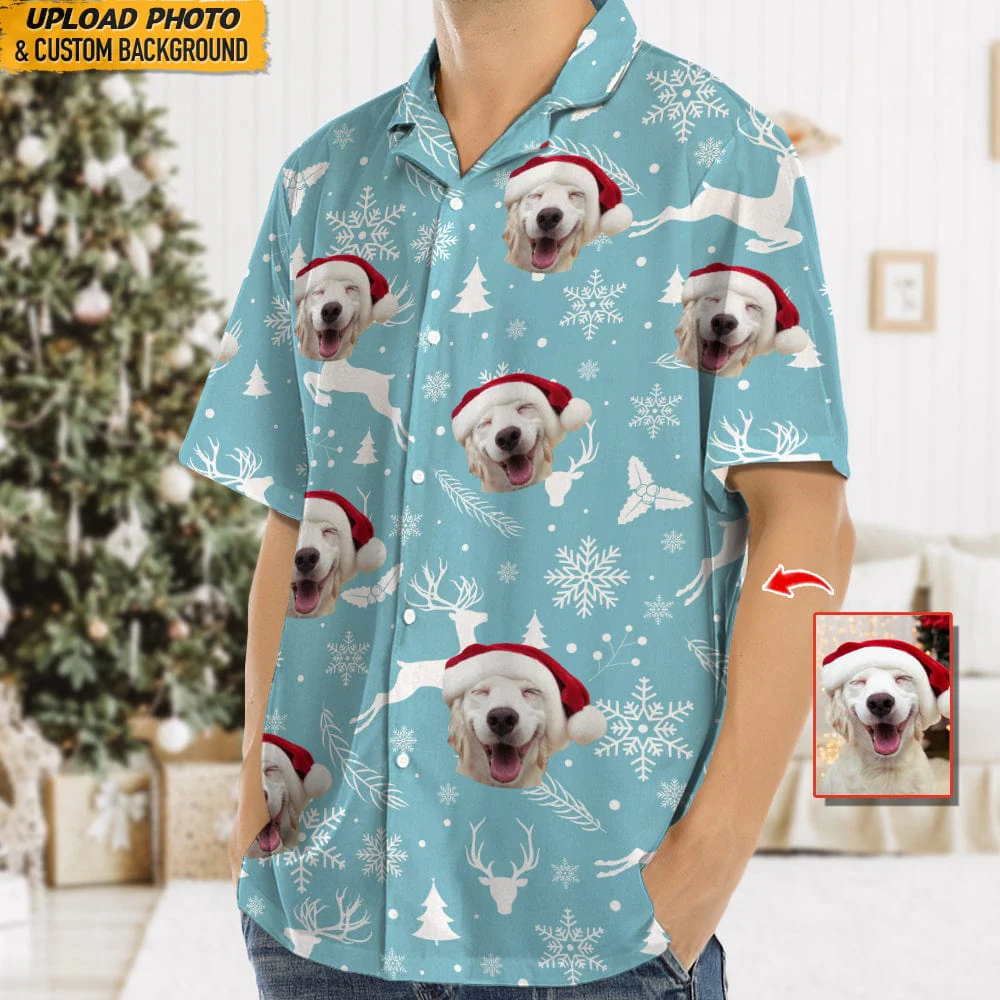 Custom Photo Dog Christmas Snow Dog Hawaii Shirt N304 888639