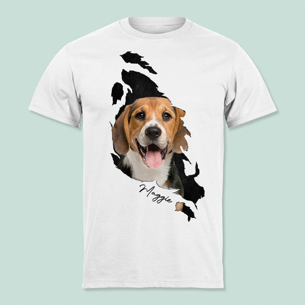 Custom Photo Dog Cat Behind The Scratch Pet Shirt N369 HN590
