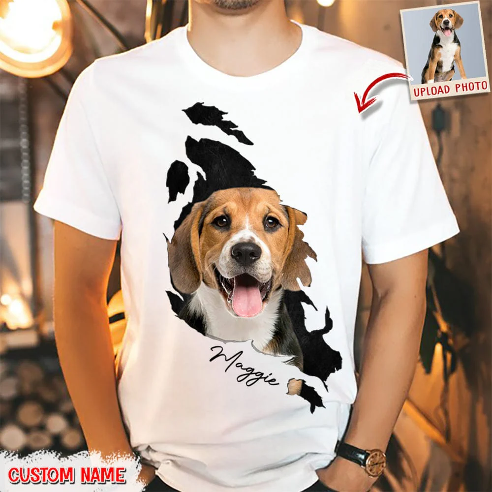 Custom Photo Dog Cat Behind The Scratch Pet Shirt N369 HN590 - Image 4