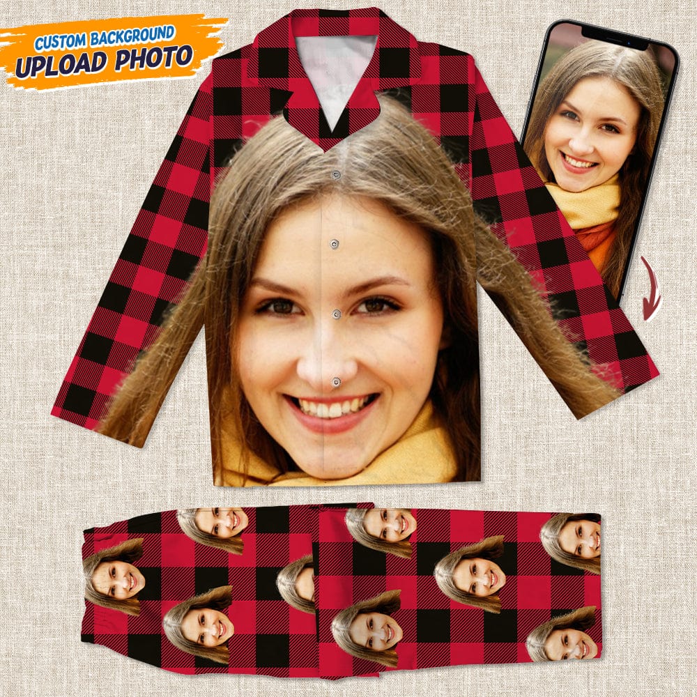 Custom Photo Portrait Face With Christmas Accessories Flannel Pajamas N369 HA75 888723 - Image 4