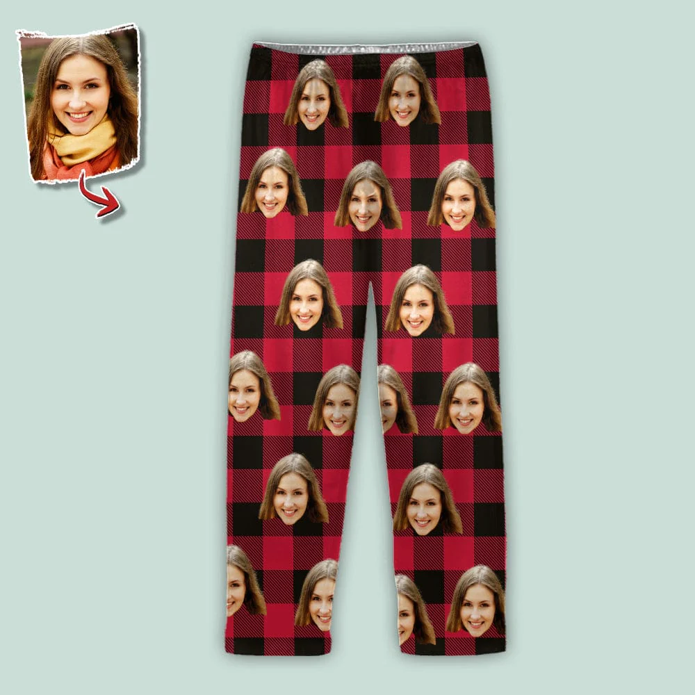 Custom Photo Portrait Face With Christmas Accessories Flannel Pajamas N369 HA75 888723 - Image 8