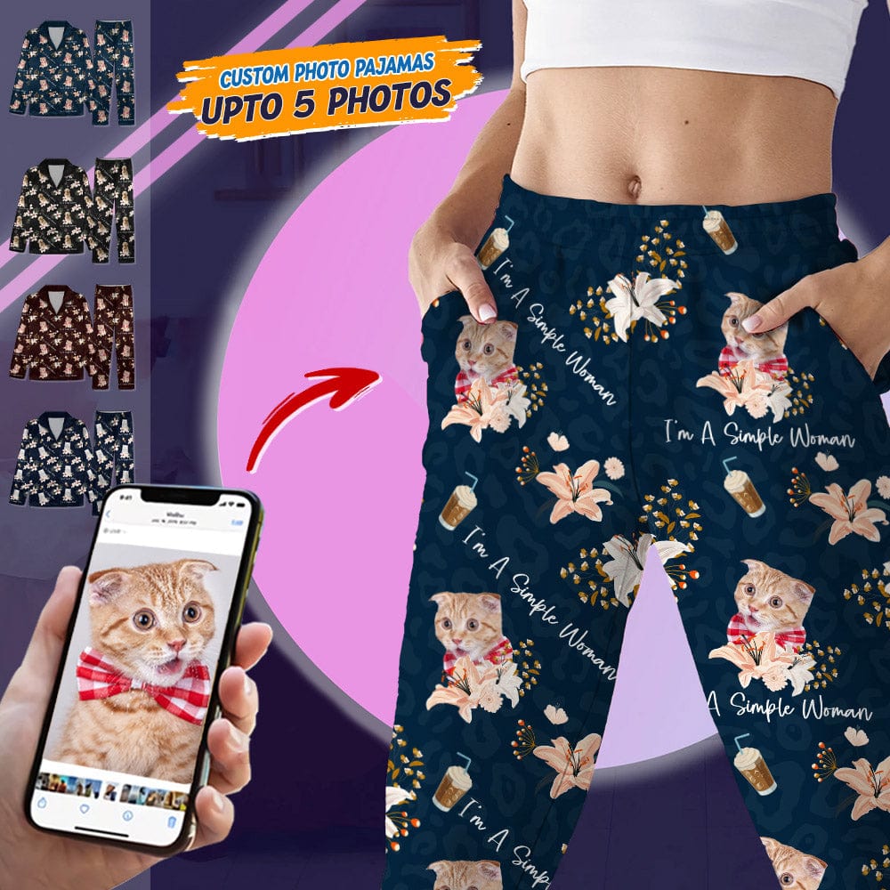 Custom Photo Dog Cat A Simple Woman Pajamas N304 888726 - Image 4