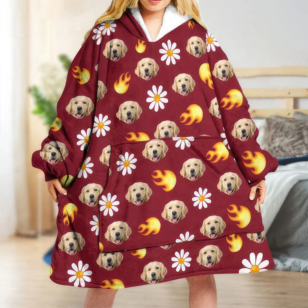 Upload Photo Dog Cat With Accessories Pattern Hoodie Blanket T368 HN590 - Image 2