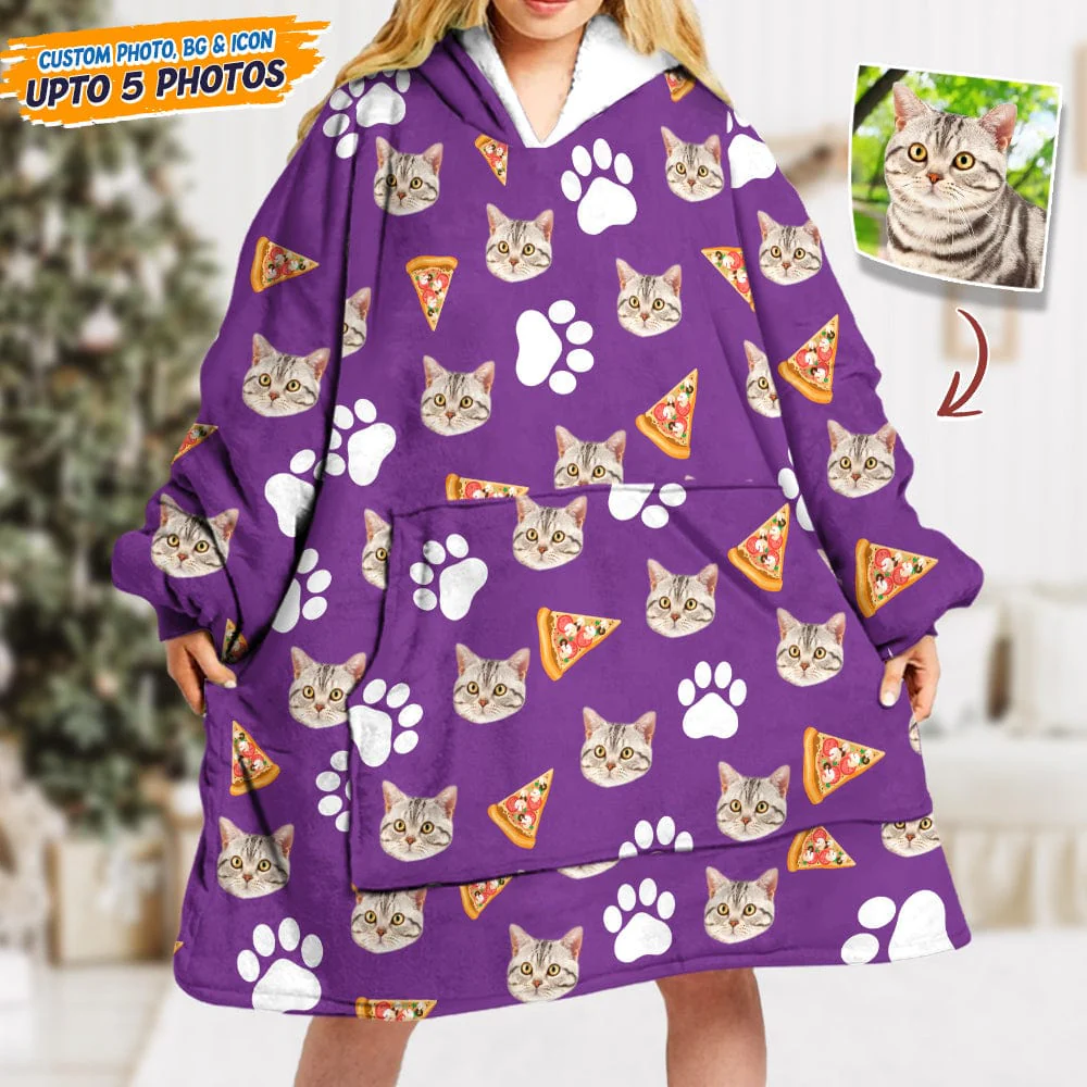 Upload Photo Dog Cat With Accessories Pattern Hoodie Blanket T368 HN590 - Image 3