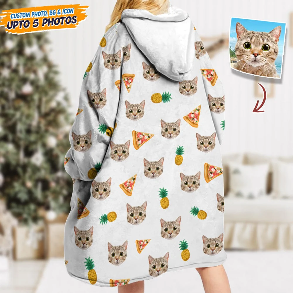 Upload Photo Dog Cat With Accessories Pattern Hoodie Blanket T368 HN590 - Image 5