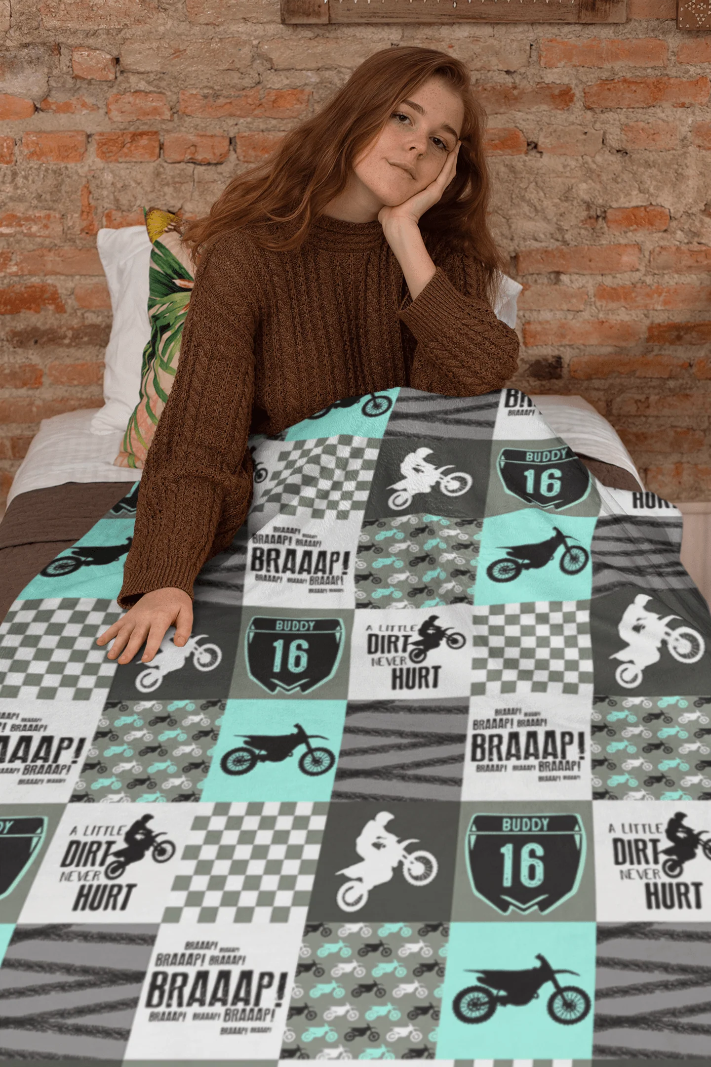 A Little Dirt Never Hurt Motocross, Braaap Blanket T368 HN590 - Image 2
