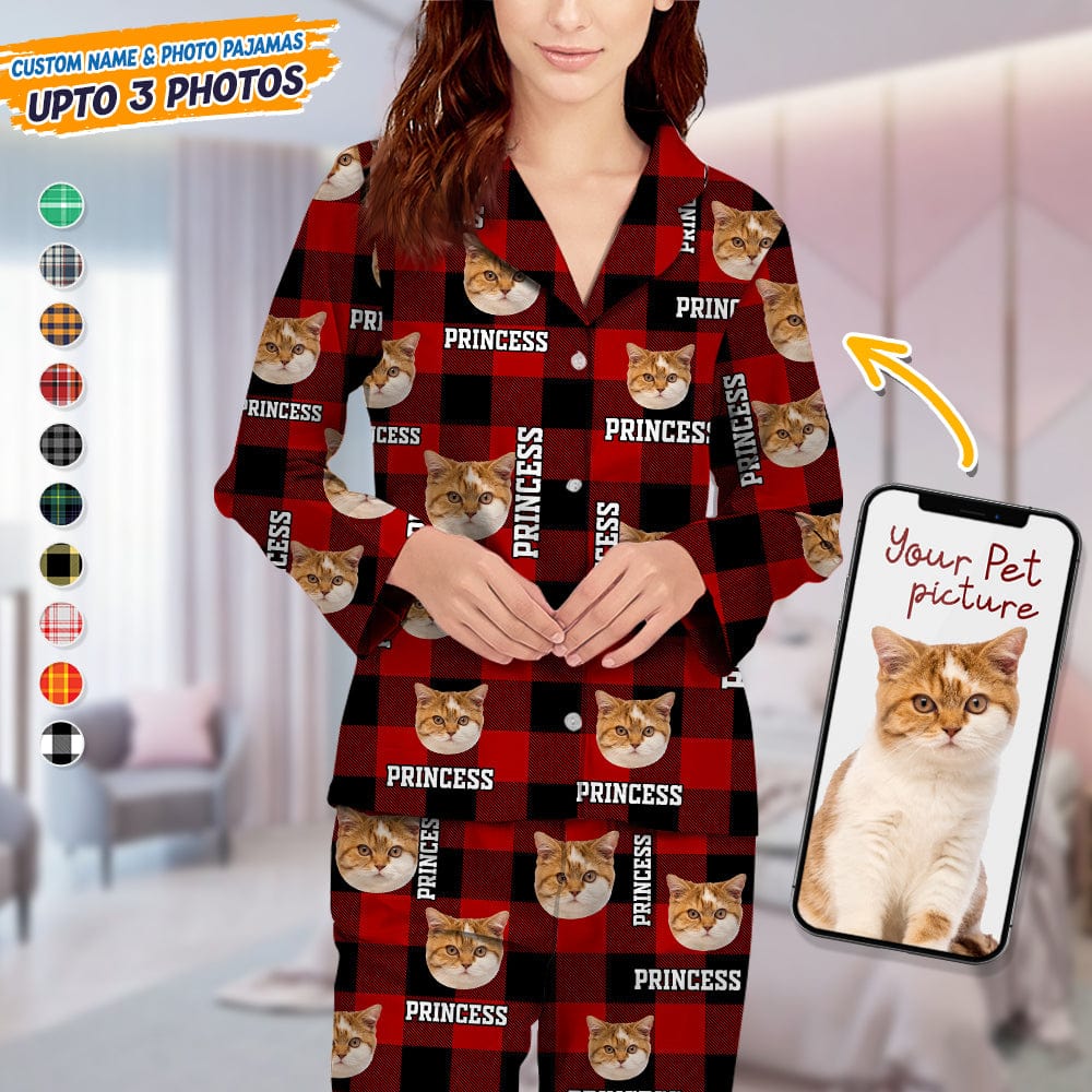 Custom Photo Name Dog Cat Flannel Pajamas HO82 K228 888737 - Image 11