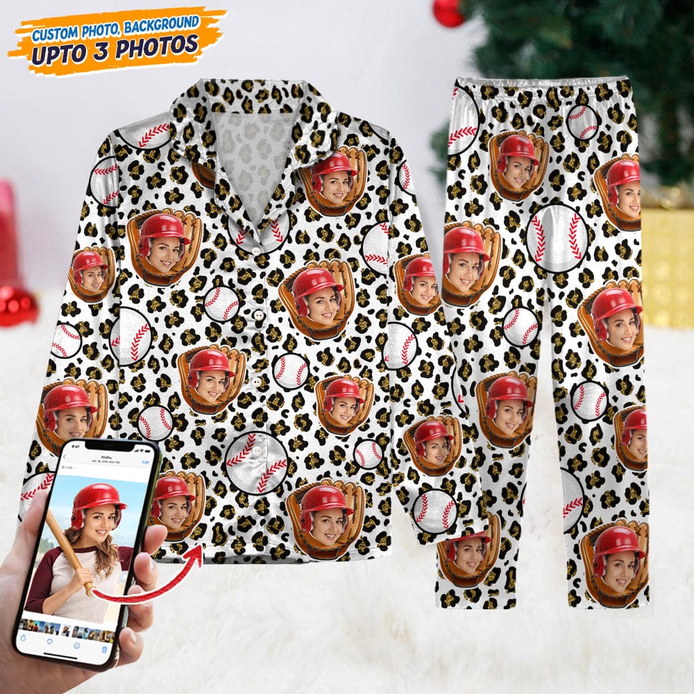 Custom Face Photo With Baseball Gloves Sport Pajamas T368 888770 - Image 4