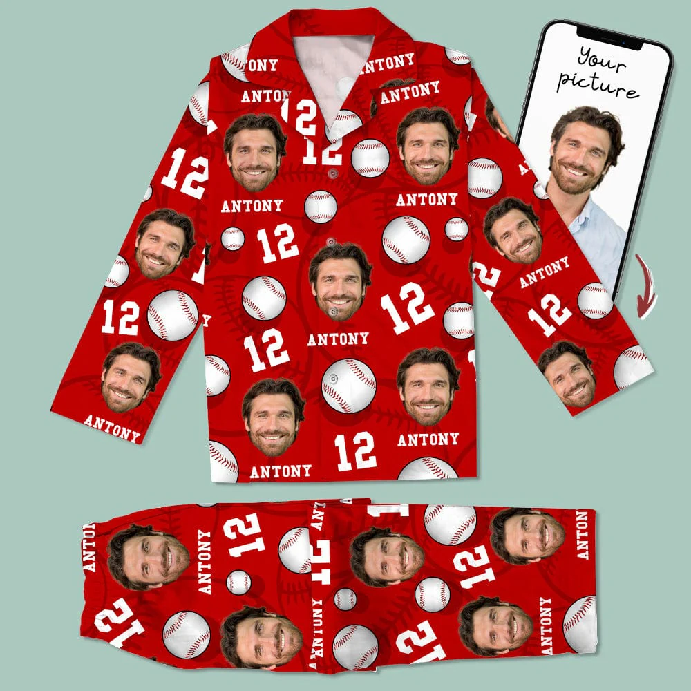 Custom Face Photo And Name Baseball Pajamas TA29 888779 - Image 10