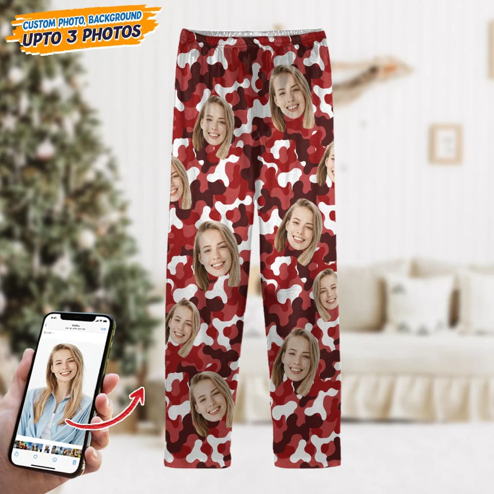 Custom Face Photo Camo Background Pajamas For Christmas Gift N304 888782 - Image 3