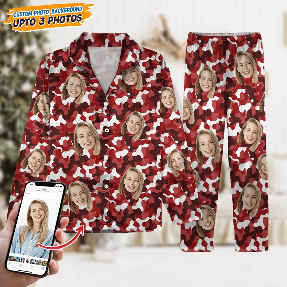 Custom Face Photo Camo Background Pajamas For Christmas Gift N304 888782 - Image 4