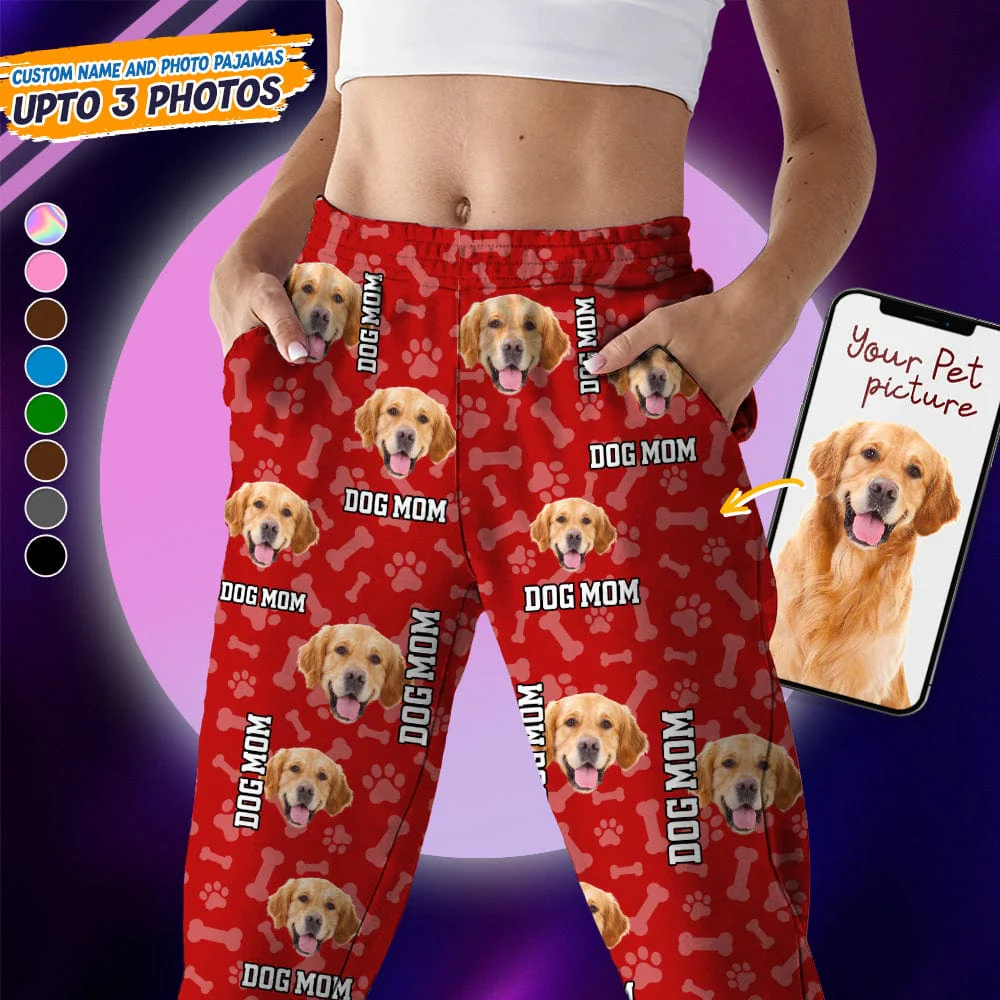 Custom Photo Name Paw Pattern Dog Cat Pajamas K228 888800 - Image 3