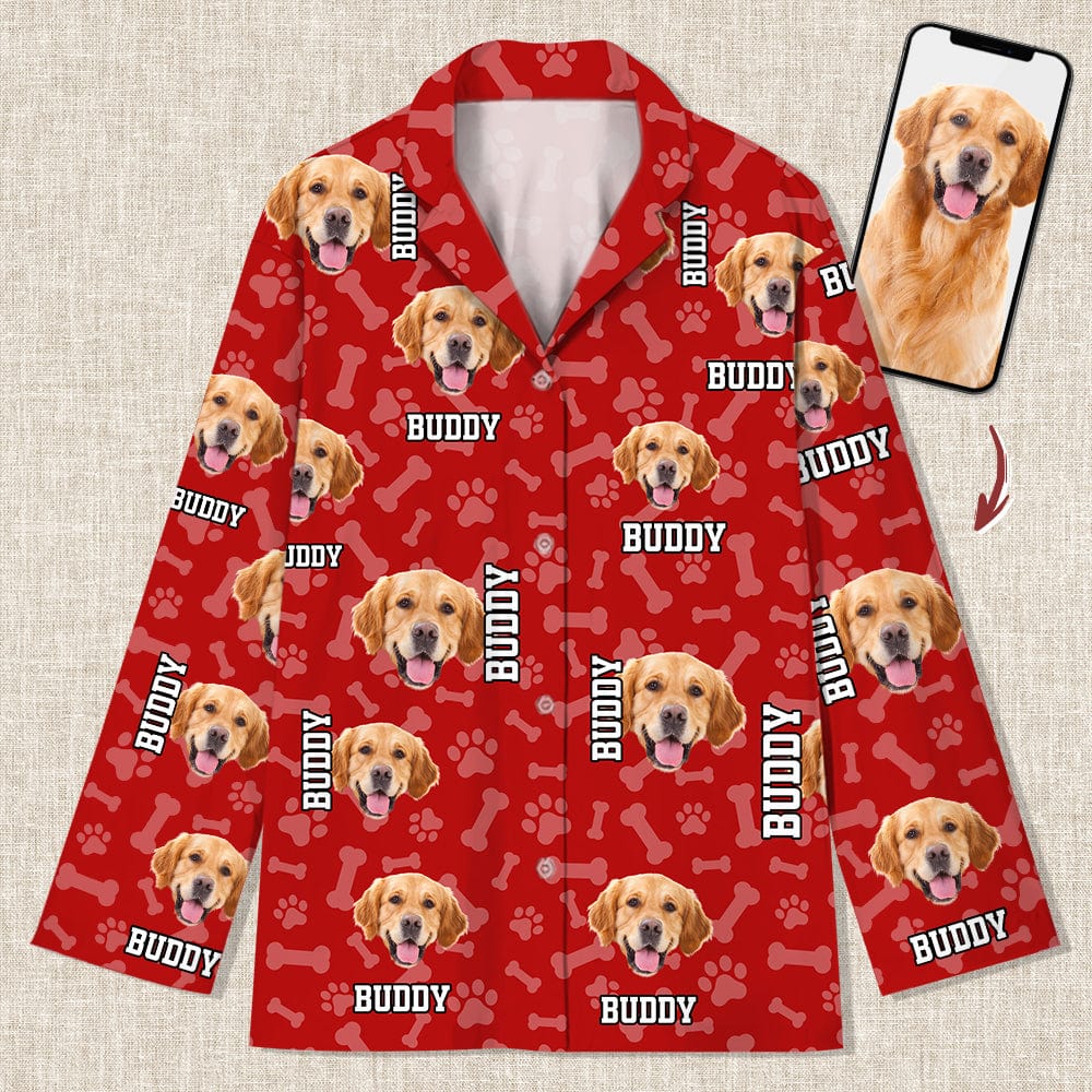 Custom Photo Name Paw Pattern Dog Cat Pajamas K228 888800 - Image 4