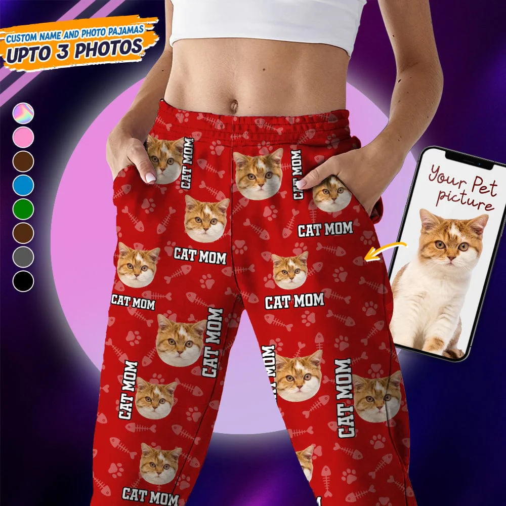 Custom Photo Name Paw Pattern Dog Cat Pajamas K228 888800 - Image 5