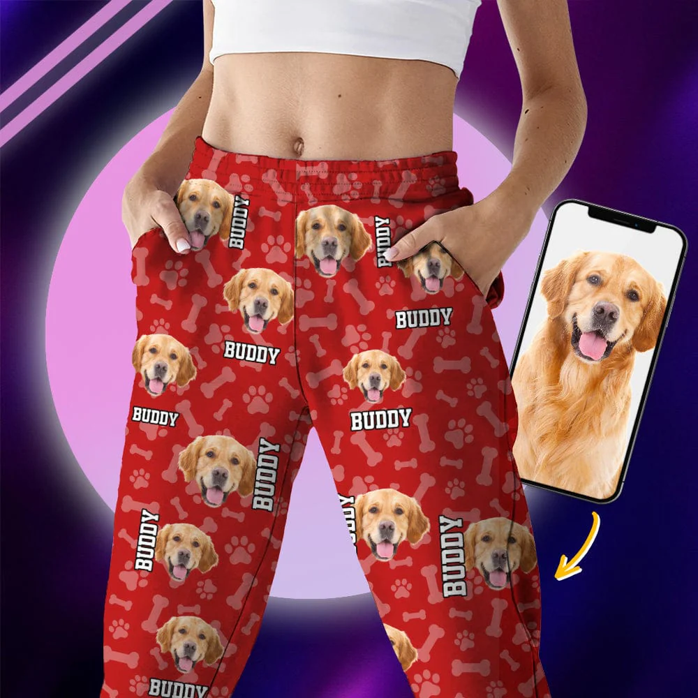 Custom Photo Name Paw Pattern Dog Cat Pajamas K228 888800 - Image 8