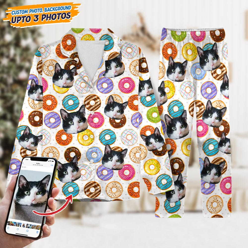 Custom Photo Tie Dye Background Cat Pajamas N304 HA75 888810 - Image 3
