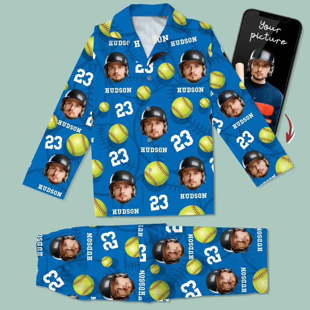 Custom Face Photo With Softball Pajamas Christmas T286 888811 - Image 10