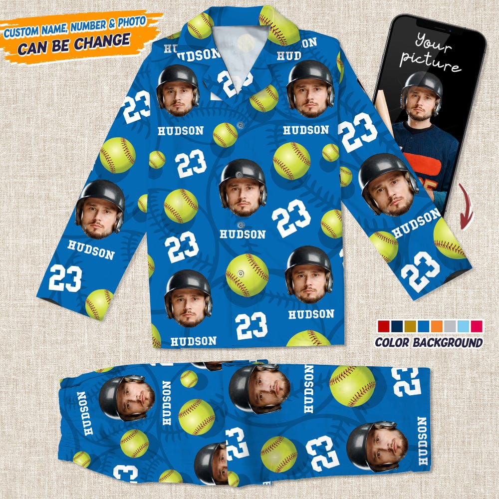 Custom Face Photo With Softball Pajamas Christmas T286 888811 - Image 5