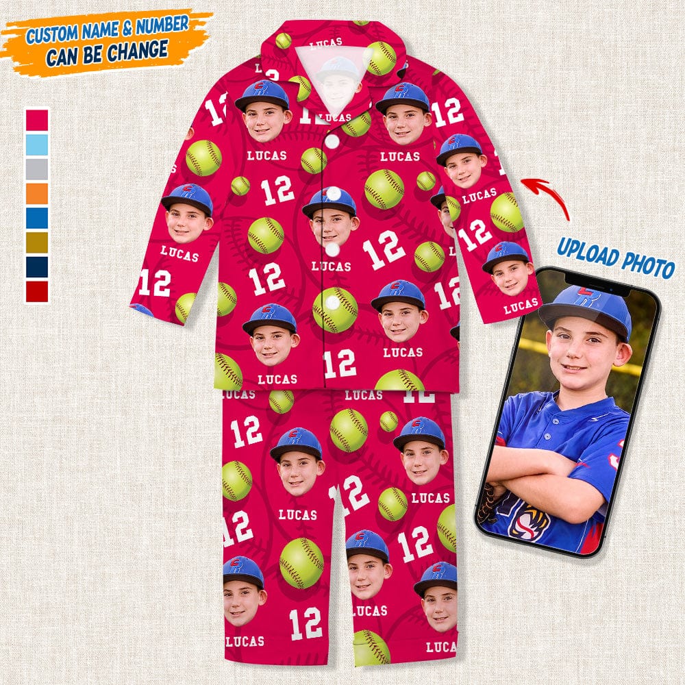 Custom Face Photo With Softball Pajamas Christmas T286 888811 - Image 6